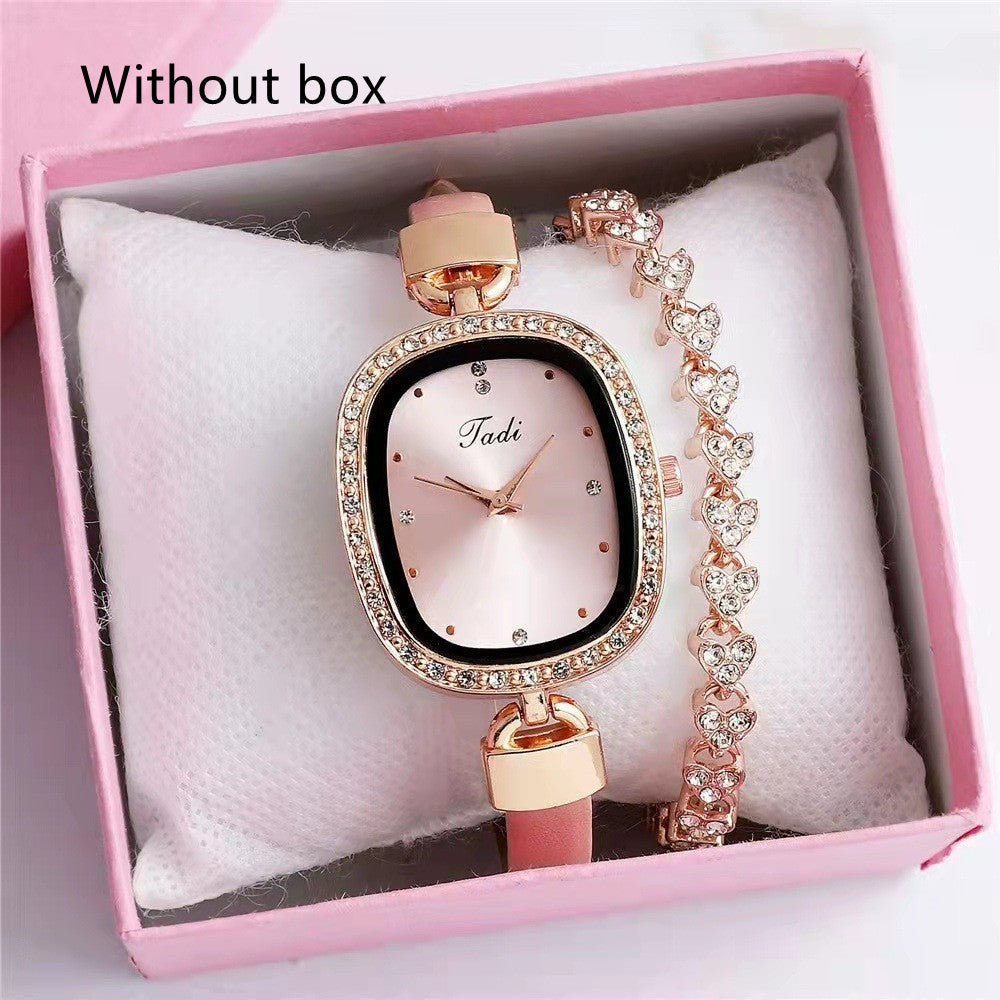 Diamond Thin Belt Watch Set