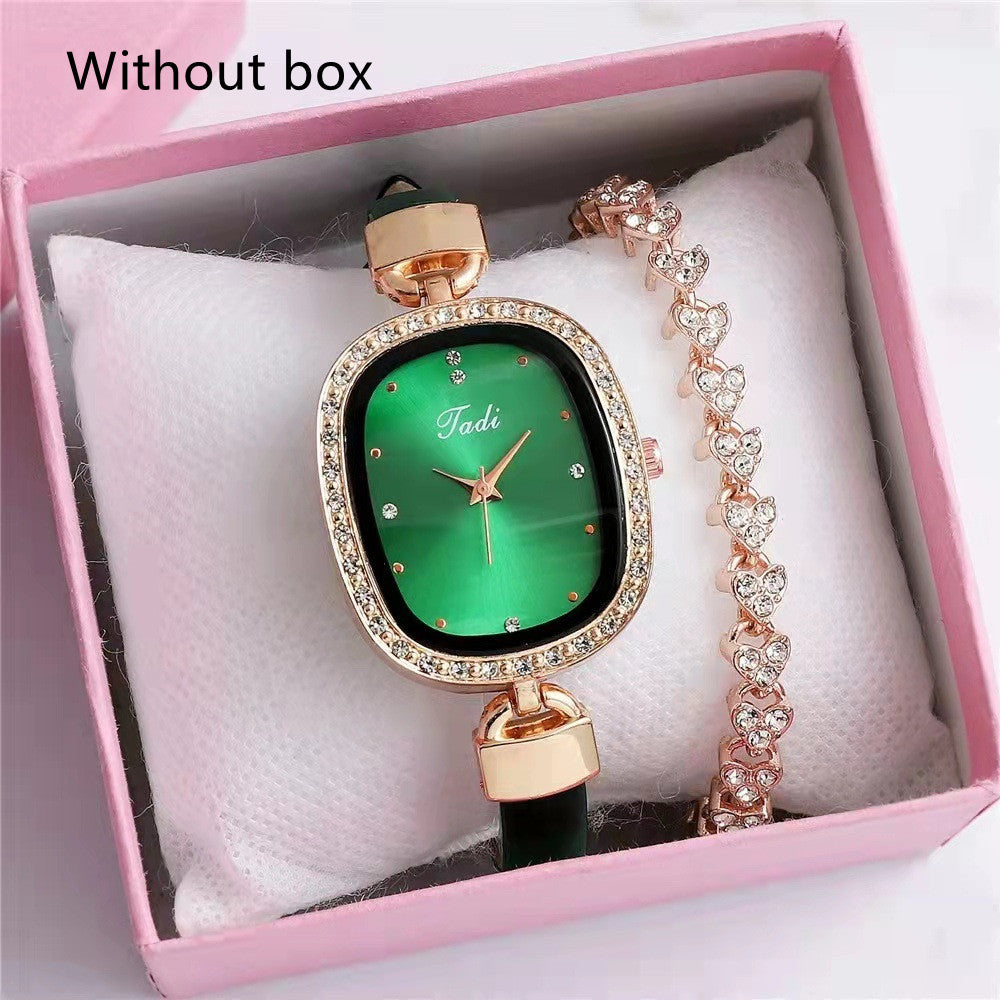 Diamond Thin Belt Watch Set