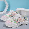 Casual Flower Flat Bottom Sports Shoes - Plus Size