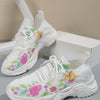 Casual Flower Flat Bottom Sports Shoes - Plus Size