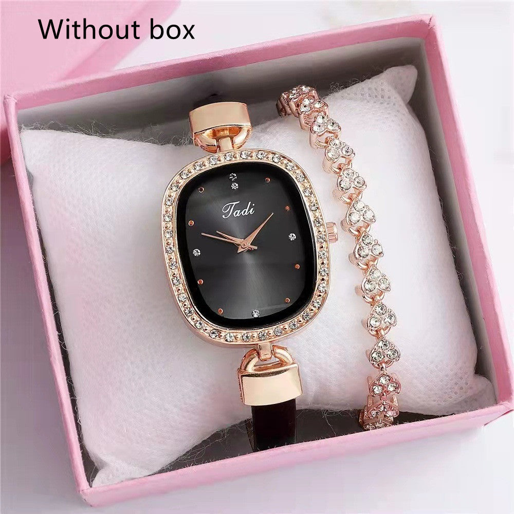 Diamond Thin Belt Watch Set