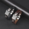 Load and play video in Gallery viewer, Vintage US 66 Road Bangle Stylish Mens Leather Bracelet