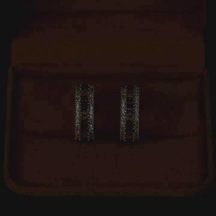 18K Gold Plated Topaz Vice Hoop Earrings Exquisite Bridal Jewelry